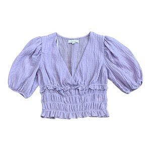 Louna Lavender Purple Puff Sleeve Smocked Top S